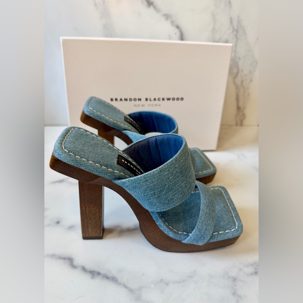 Brandon Blackwood Eva Denim Platform Sandals Blue NIB, Size 7, Sold Out - Picture 4 of 8